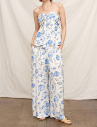 En Creme - Seashell Print Strapless Ribbon Top
