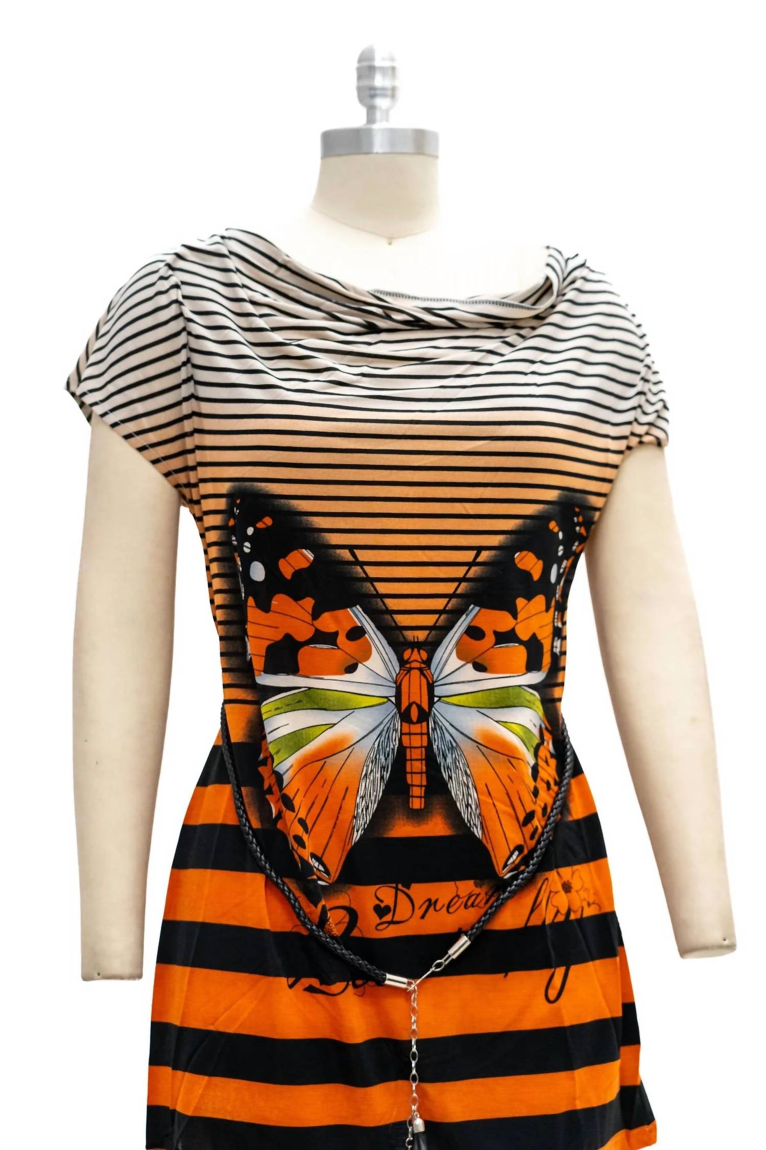 Paris Paris - Women's Belted Cowl Neck Tunic Top