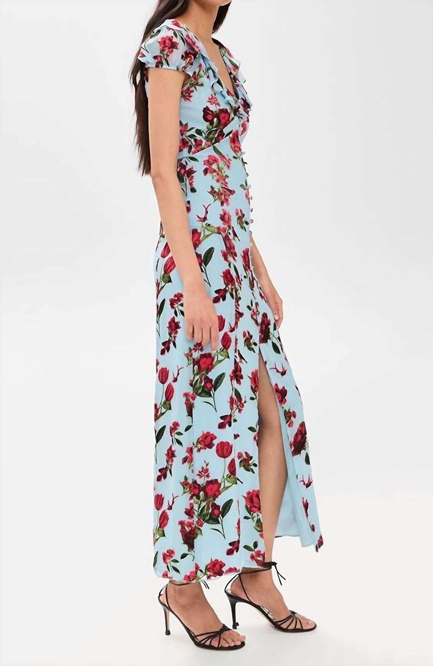 Alice + Olivia - Tara Ruffle Slip Midi Dress