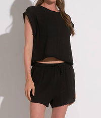 Elan - Cap Sleeve Crop Top