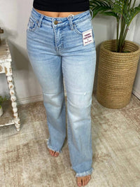 Risen - Tummy Control Mid Rise Ankle Straight With Fray Hem Jeans