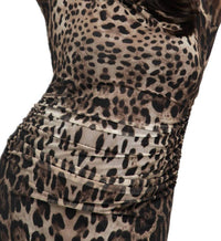 Fashion Szn Curve - Long Sleeve Leopard Print Midi Dress