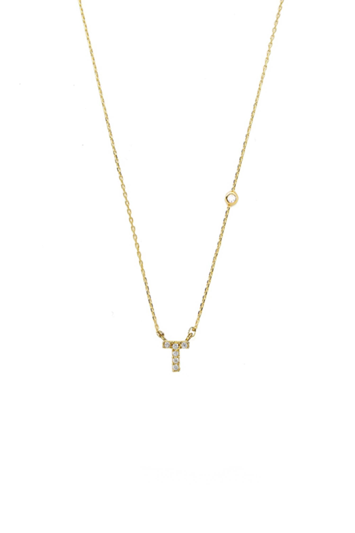 Tai Jewelry Women's Initial T Necklace in gold - women's jewelry