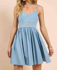 Sadie & Sage Shades On Front Cutout Mini Dress in dusty sky - women's dress