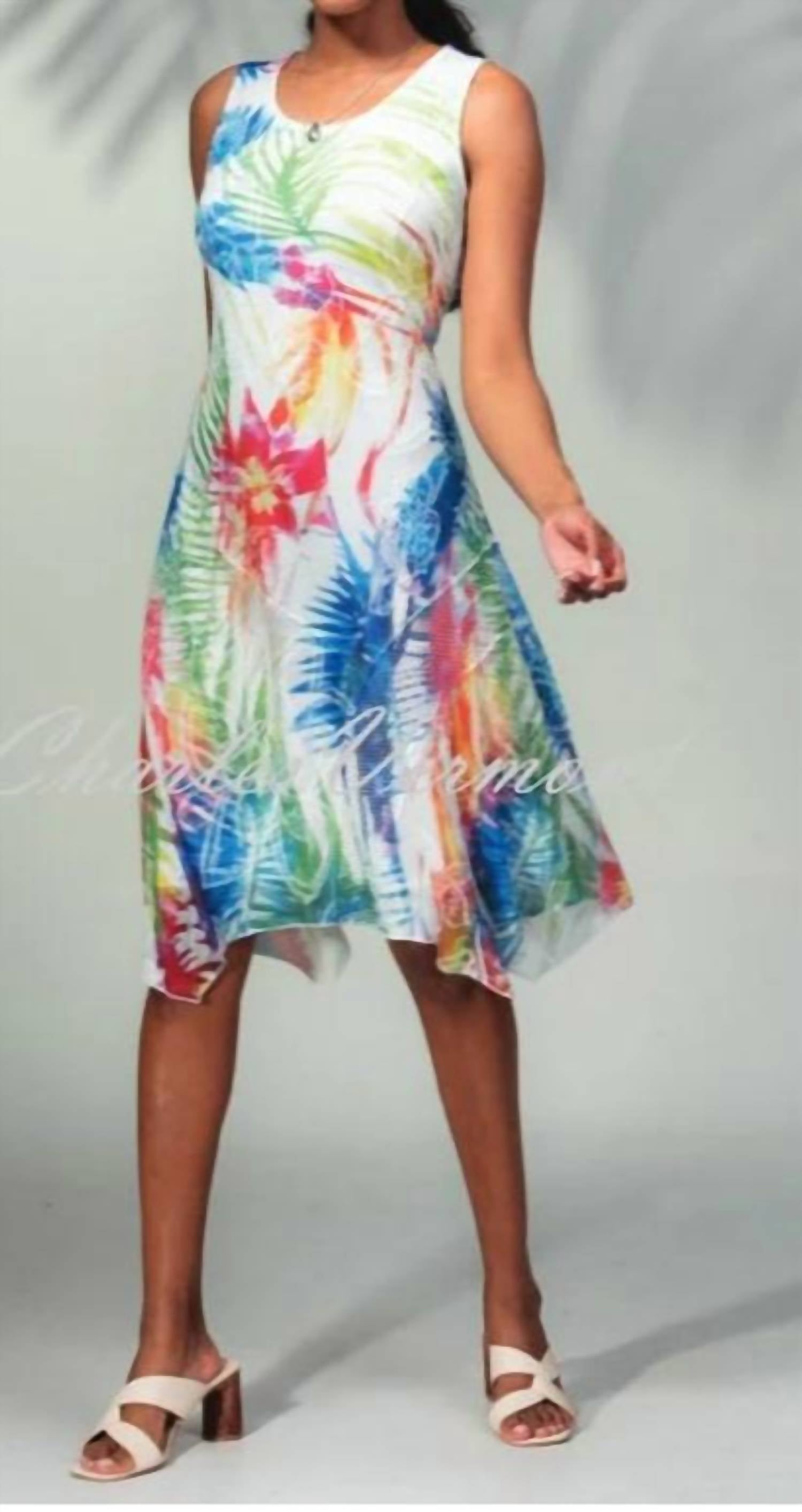 Alison Sheri - Sleeveless Dress With Handkerchief Hemline