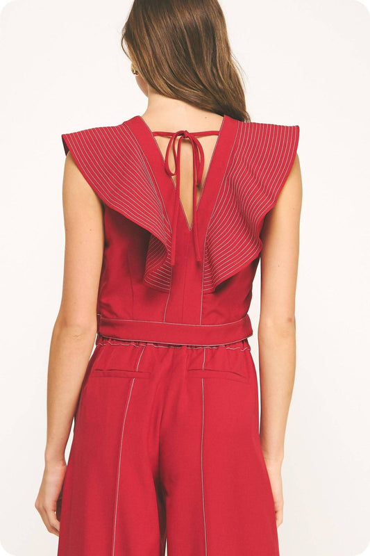 Strut & Bolt - Stitch Ruffle Detail V-neck Top