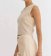 Entro - Meghan Pearl Embellished Sleeveless Top