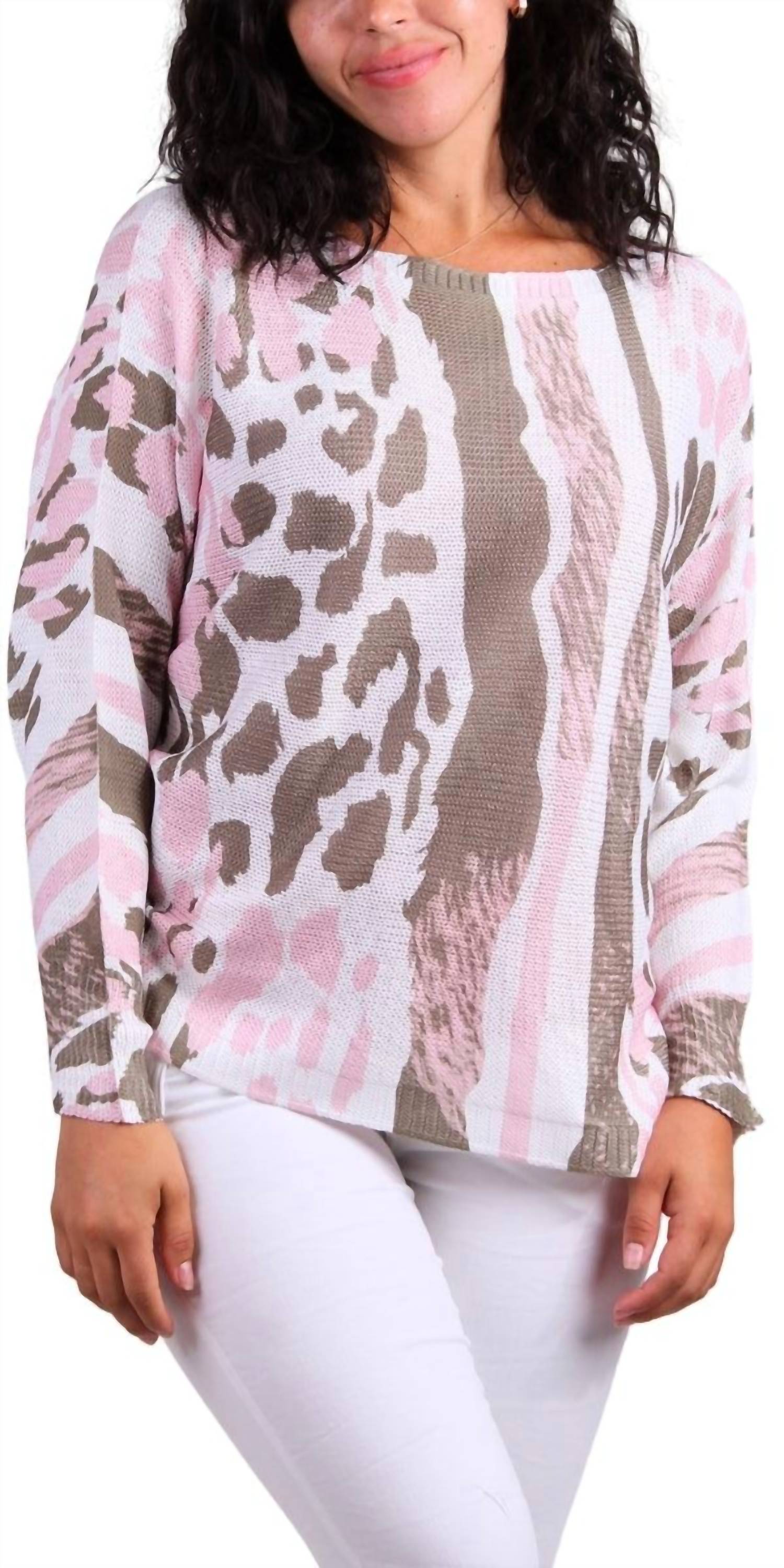 Gigi Moda - Daria Batwing Sweater with Cheetah Print