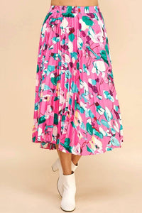 Pinch - Floral Print Pleated Midi Skirt
