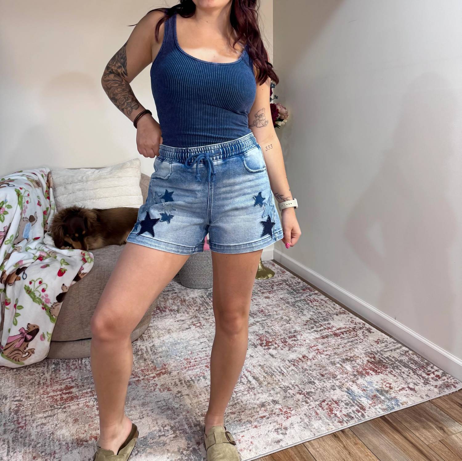 Risen - Harper Slouchy Shorts With Star Patched