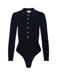 L'Agence Elizabeth Knit Bodysuit in black gold - women's shirt - view 5