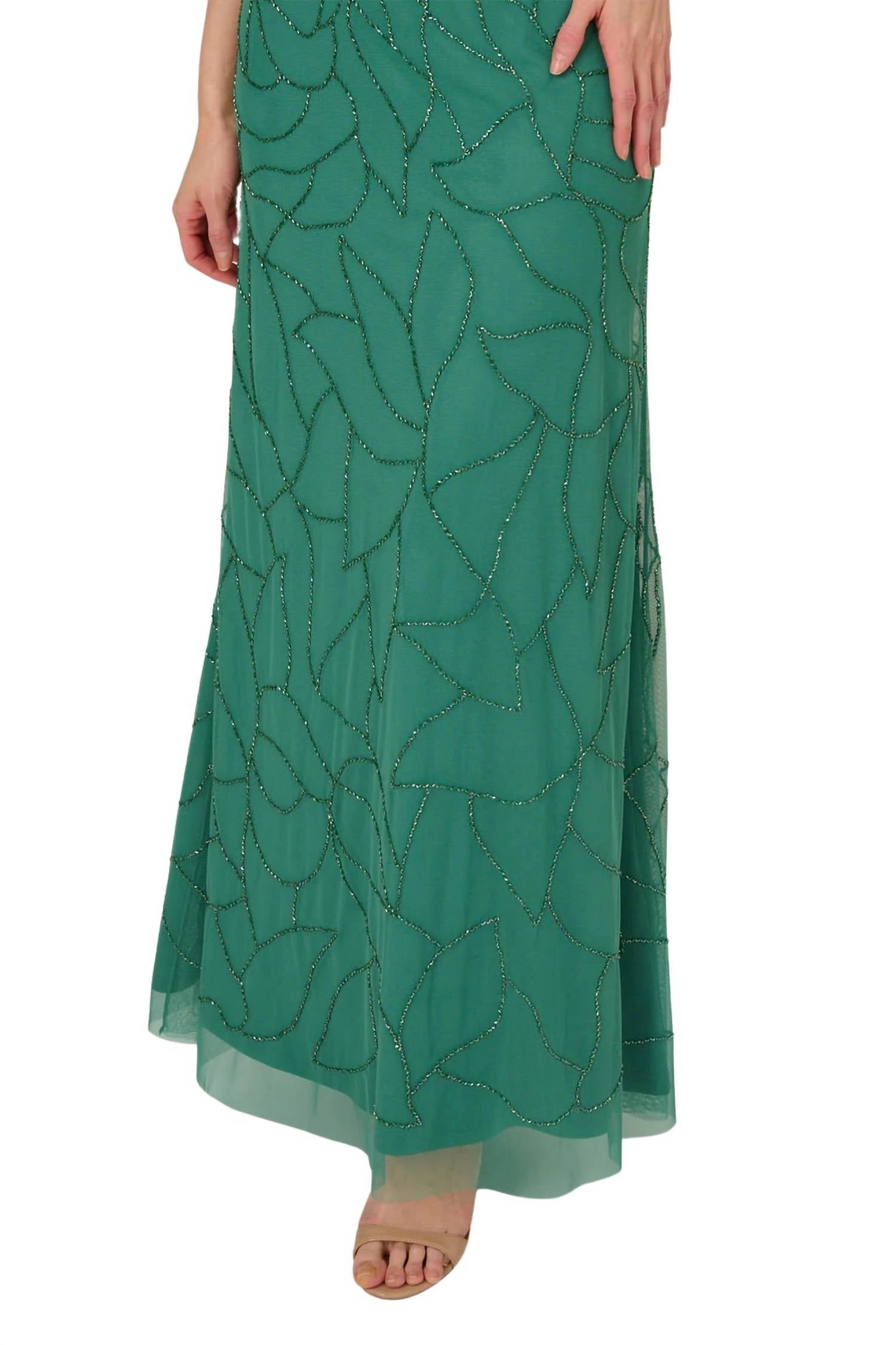 Adrianna Papell - Beaded Blouson Mermaid Gown - Plus