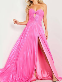Jovani - Sweetheart Neckline High Slit Dress