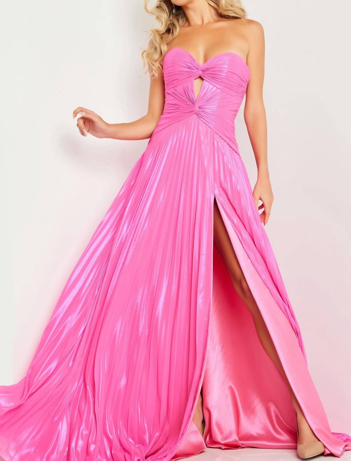 Jovani - Sweetheart Neckline High Slit Dress