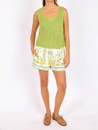 SAGE THE LABEL Dandelion Dreams Shorts in green floral - women's shorts