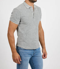 Monfrere Pierce Towel Terry Polo Shirt in light grey - men's shirt - detail view