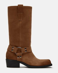 STEVE MADDEN Women's Ruskin Suede Boots in chestnut - women's shoe - detail view