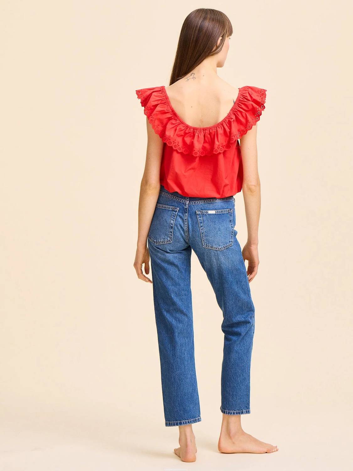 MILLE Stella Top in scarlet - women's shirt - detail view