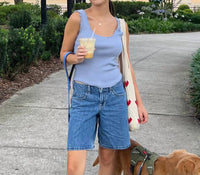 Lucy Paris - Kaley Blue Knit Ruffle Tank Top