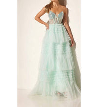 Lucci Lu - Glitter Strapless A-line Tiered Gown