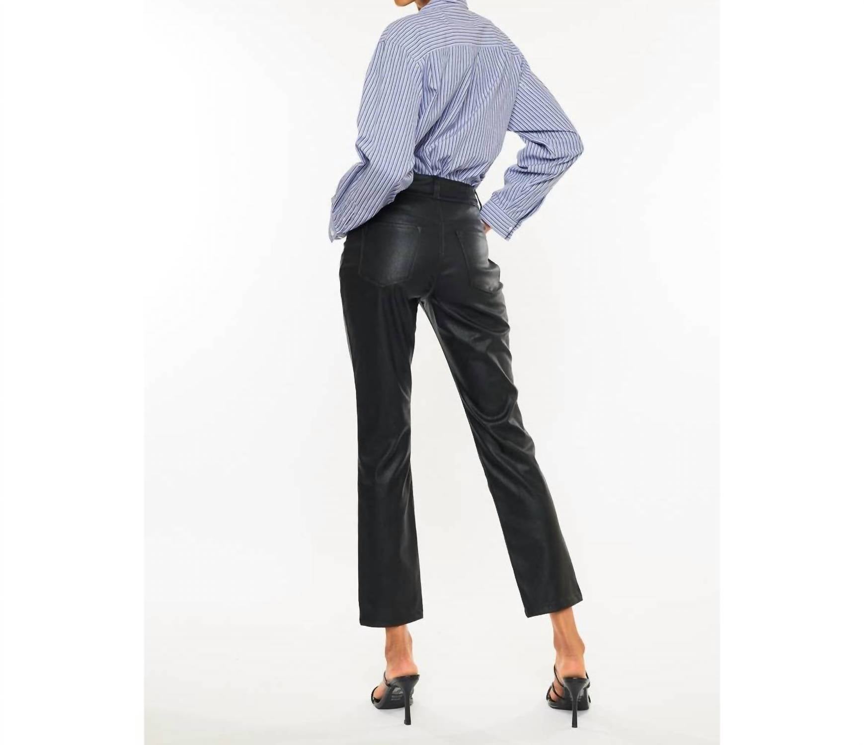 Kancan - High Rise Polyurethane Straight Leg Jeans