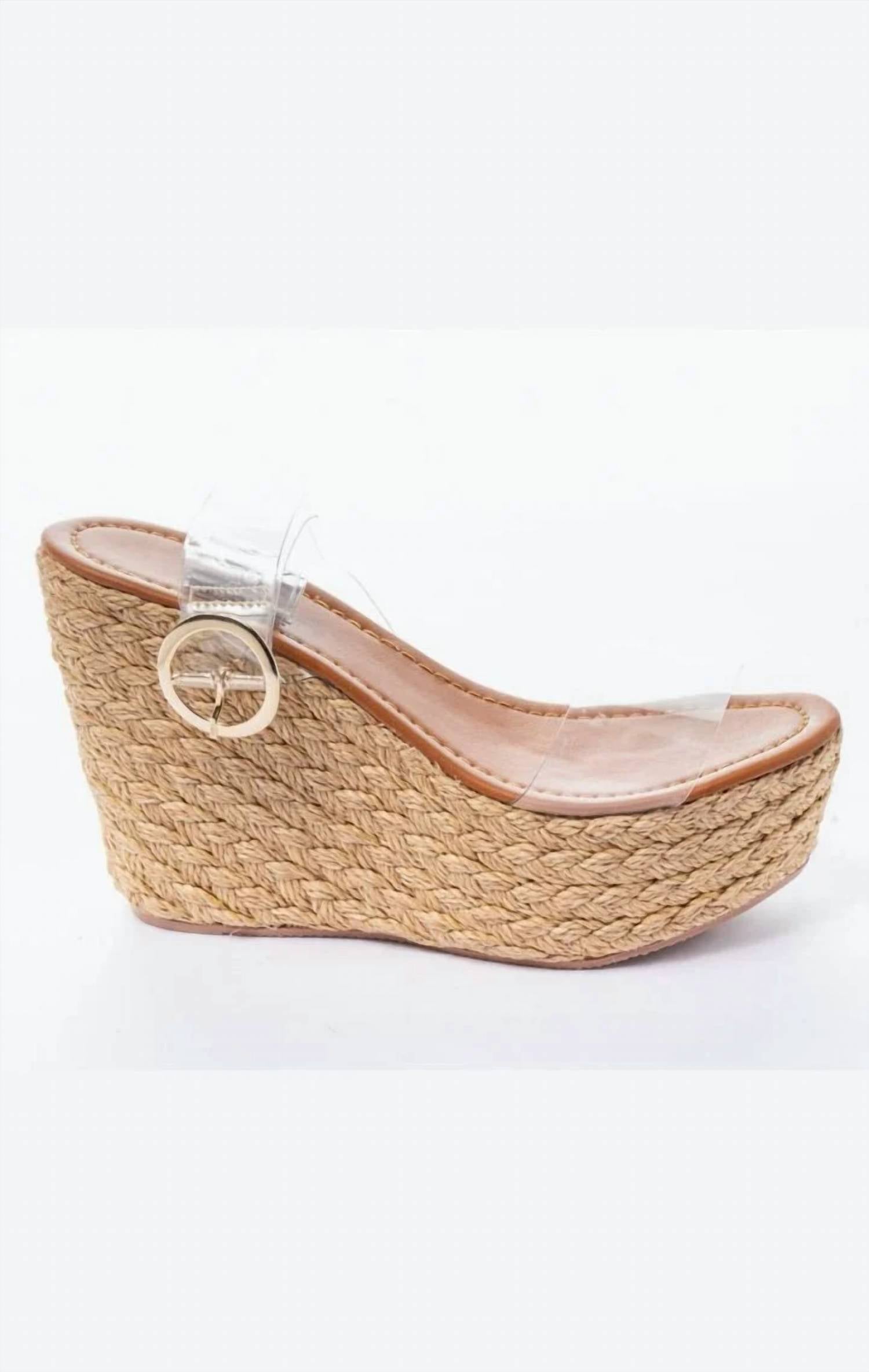 Maker'S - Women's Clear Strap Espadrille Wedges