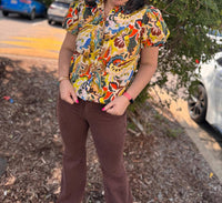 Pinch - Floral Print Puffed Sleeve Blouse Top