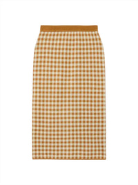 Guest In Residence Gingham Long Skirt in residence gingham long skirt in suede limewash - women's skirt - view 5