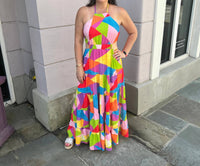 Peach Love - Geo Print Maxi Dress