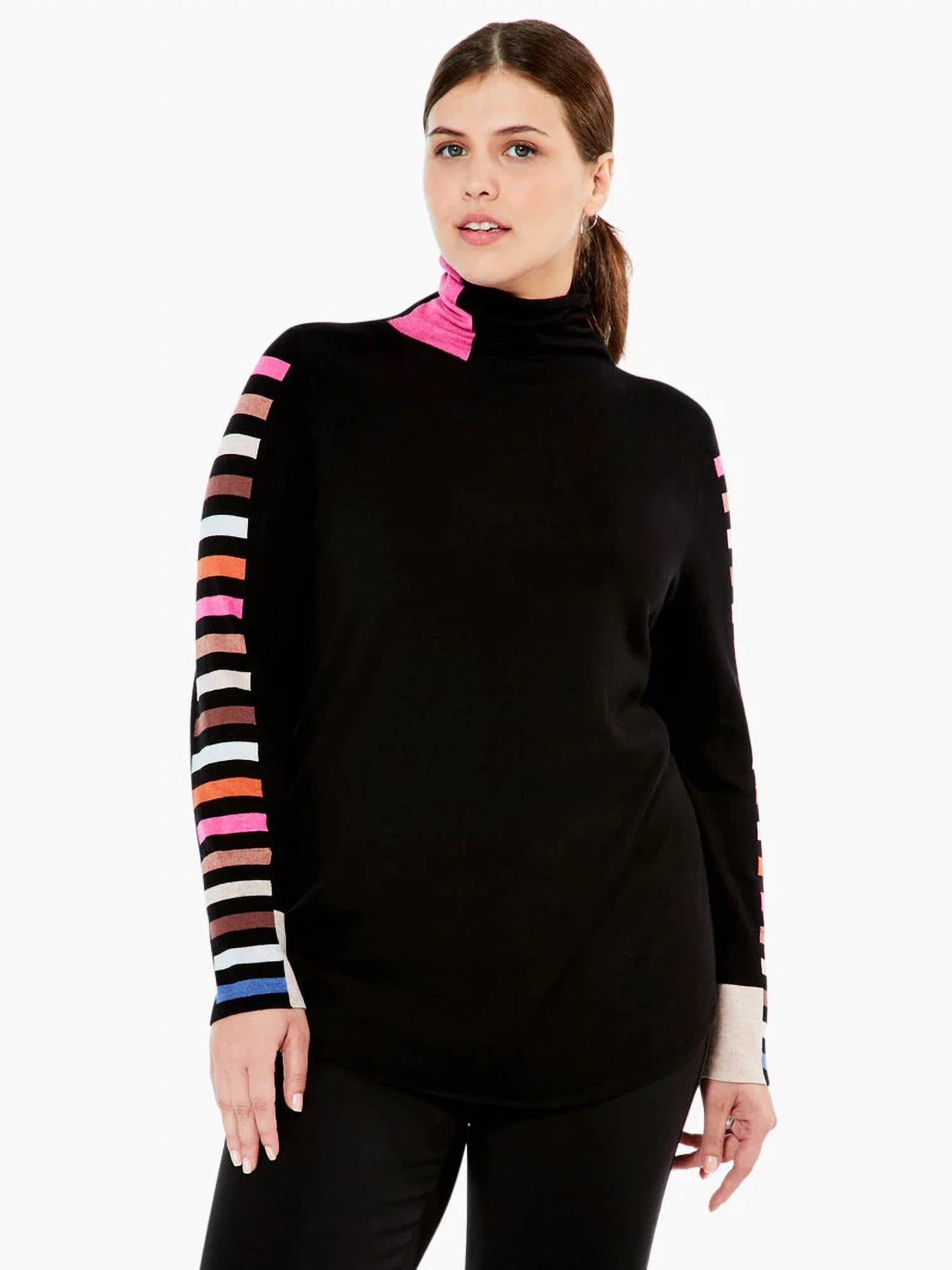 Nic + Zoe - Sena Stripes Aside Vital Turtleneck Sweater - Plus