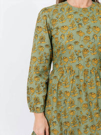 Mata Traders Erin Floral Mini Dress in green - women's dress - detail view