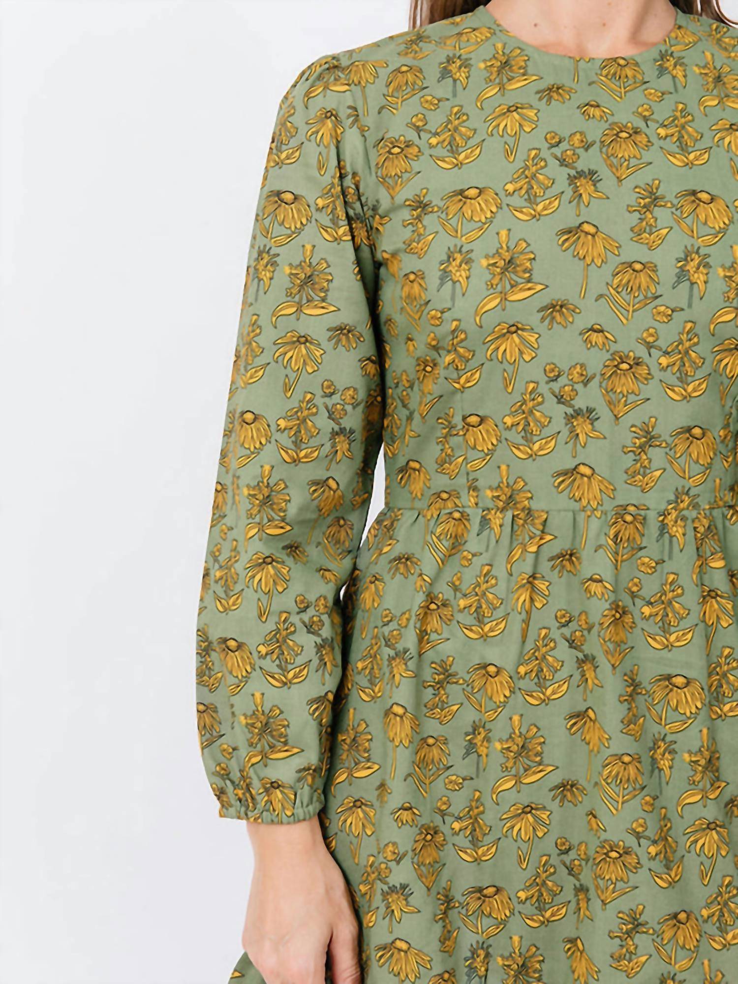 Mata Traders Erin Floral Mini Dress in green - women's dress - detail view