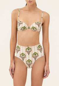 Agua By Agua Bendita - Magdalena Moriche Palm Embroidered Printed Bikini Top