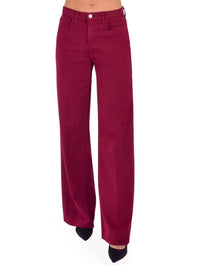 L'Agence Alicent Wide Leg Jeans in dark port - women's jeans - detail view