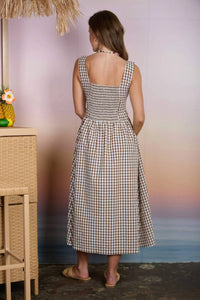 Blu Pepper - Poppy Plaid Basque Waist Midi Dress