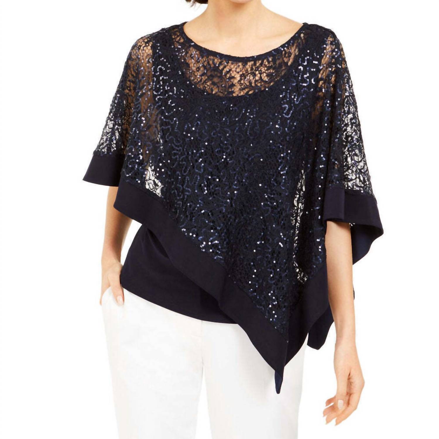 R&M Richards - Women's Sequined Overlay Top