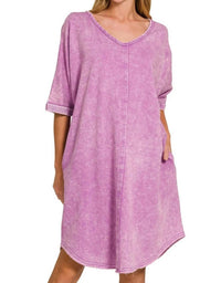 Zenana - Acid-washed French Terry Tee Shirts Dress