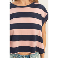 Hyfve - Striped Boxy Crew Neck Top