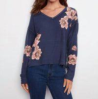 Charlie B - Reversible Floral V-neck Sweater