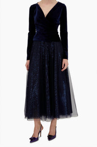 Talbot Runhof - Micro Sequin Voile Skirt