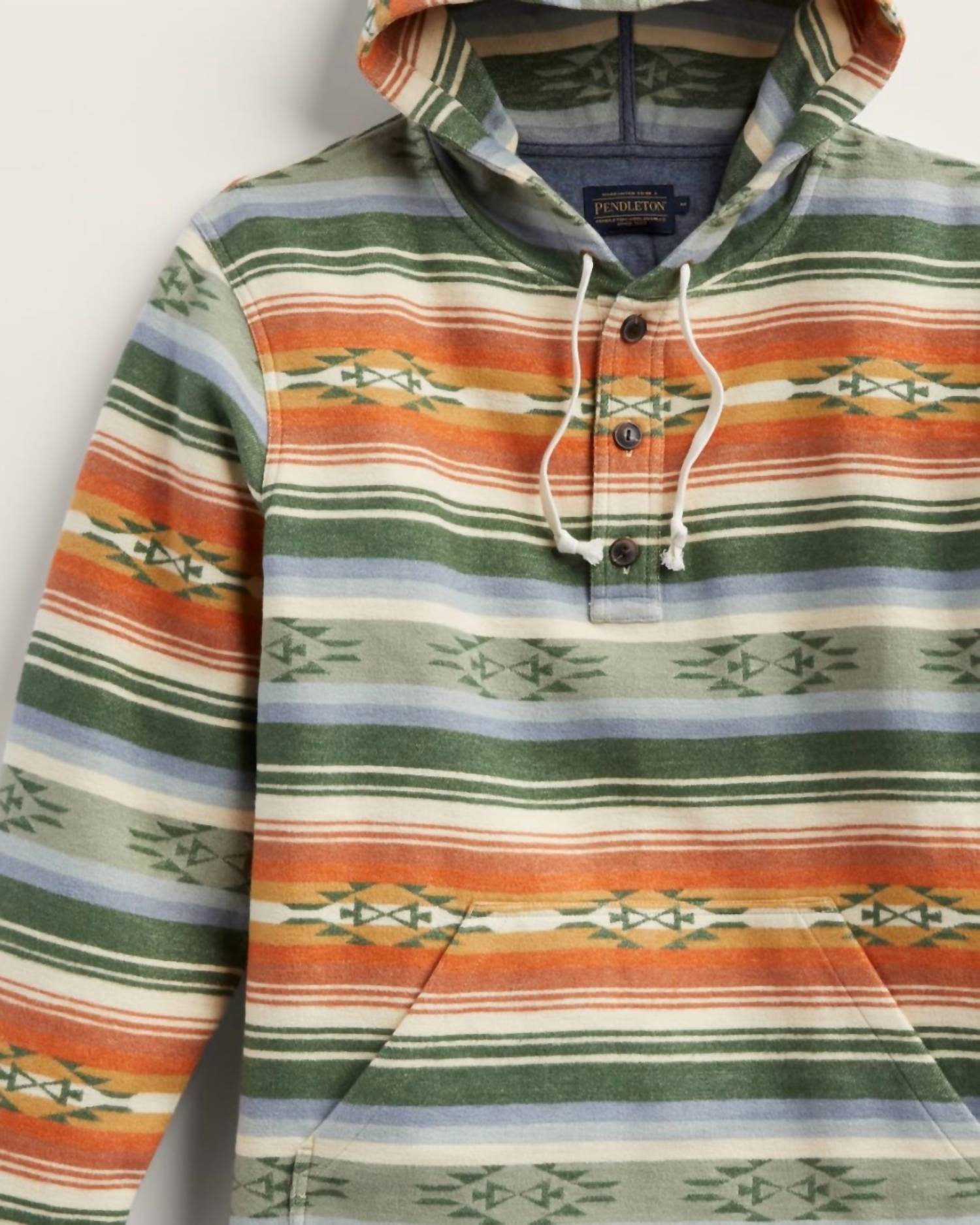 PENDLETON Men's Doublesoft Driftwood Hoodie in multi - men's shirt - detail view