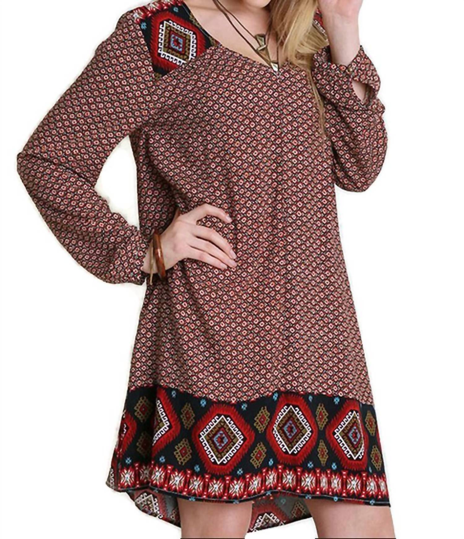 Umgee - Border Print Peasant Dress
