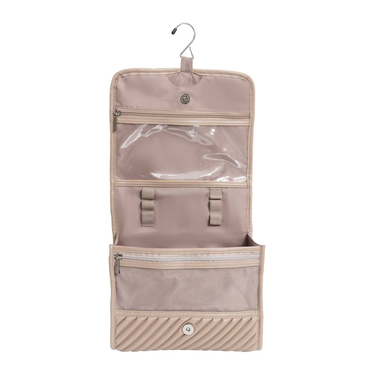 Joan & David - Women's Large Diagonal Quilted Hanging Toiletry Case