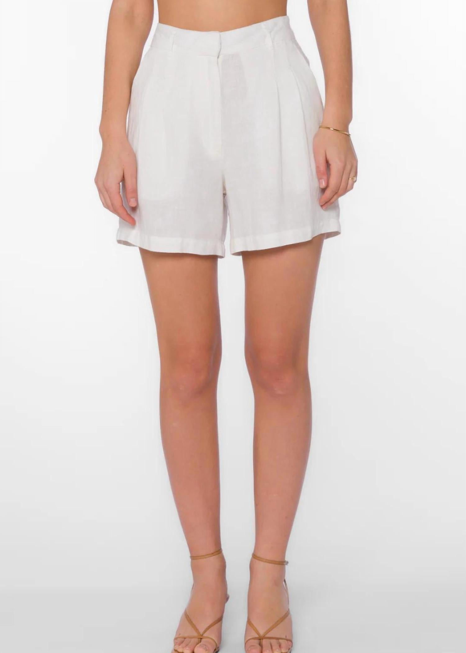 Velvet Heart Kaia Pleated Front Shorts in white - women's shorts