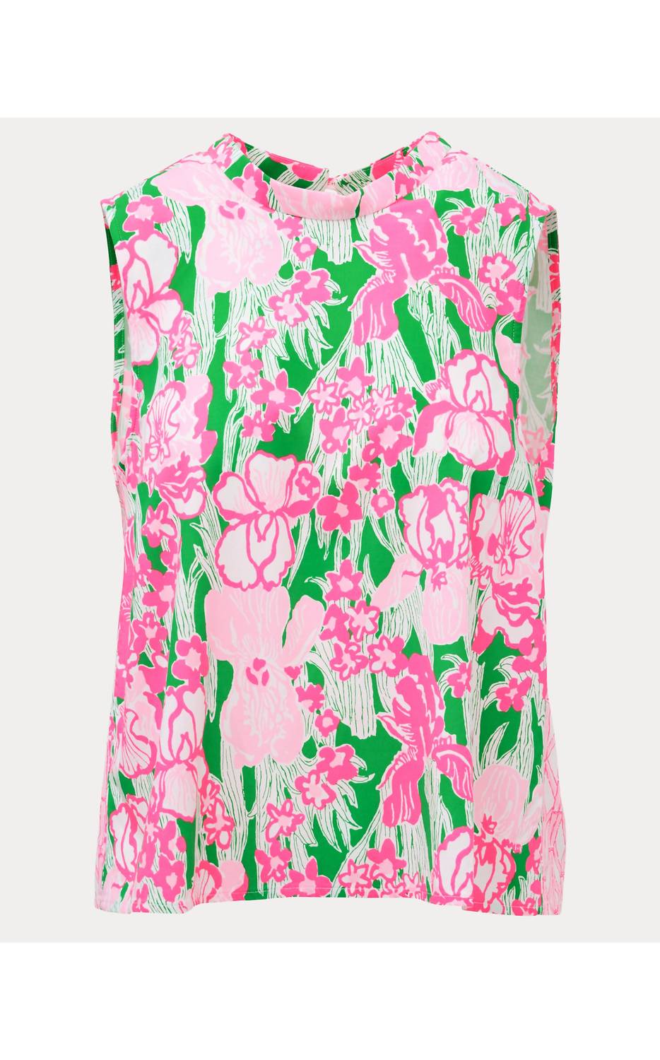 Lilly Pulitzer Anya Sleeveless Top in putting green hannah engineered - women's blouse - detail view