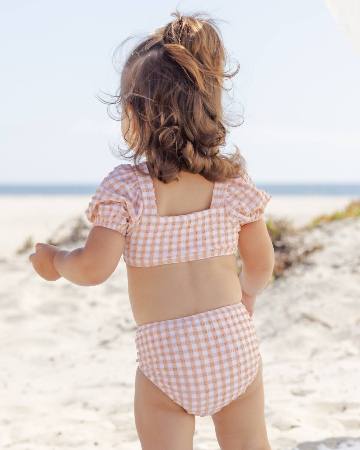 Rylee + Cru Girls Zippy Two-piece Swimsuit in melon check - kids' bikini - view 4