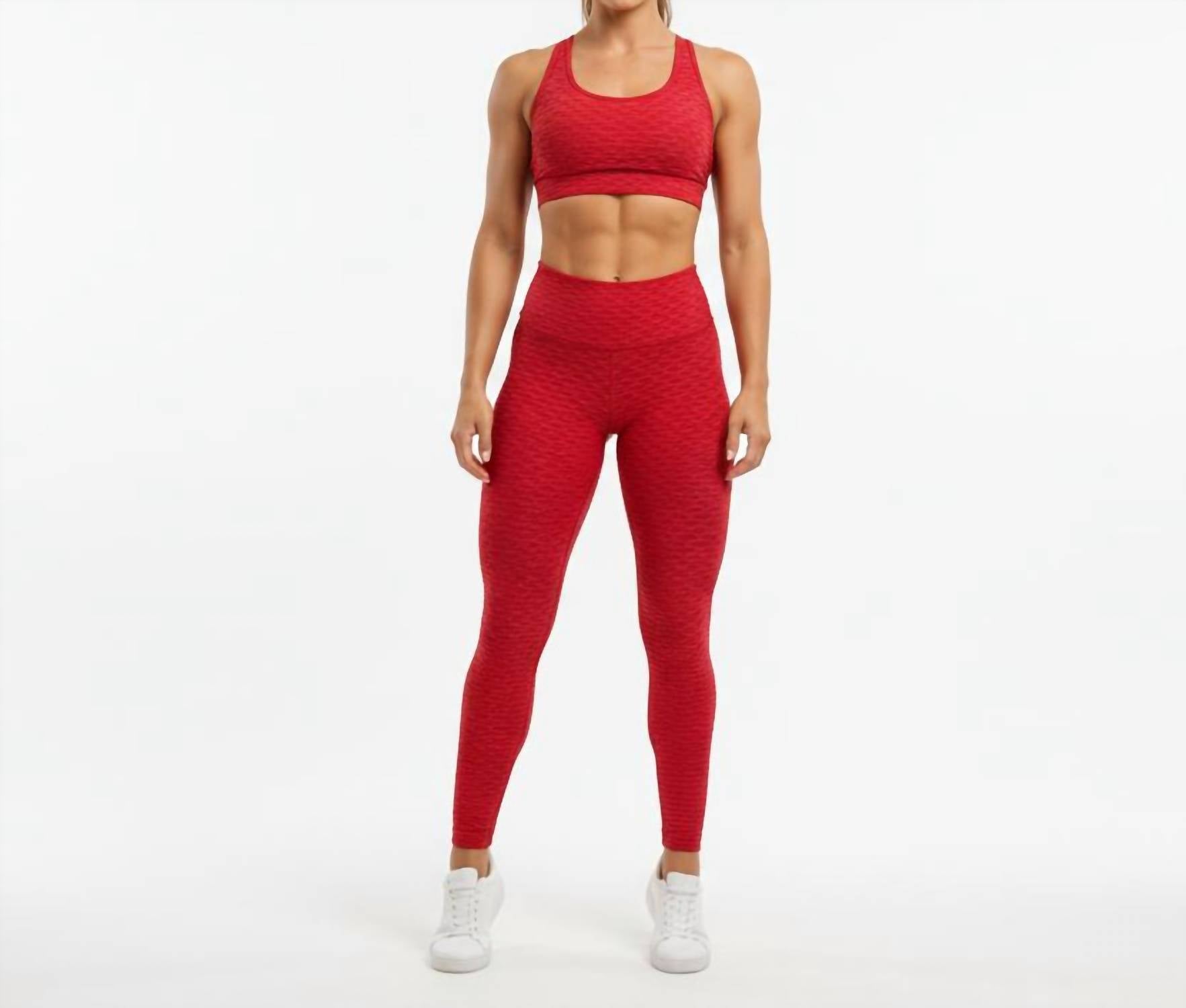 BBrazil Clothing Basket Weave Jacquard Long Leggings in red - women's pants - alternate view
