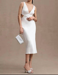 SACHIN & BABI Sierra Satin Midi Dress in white - women's dress