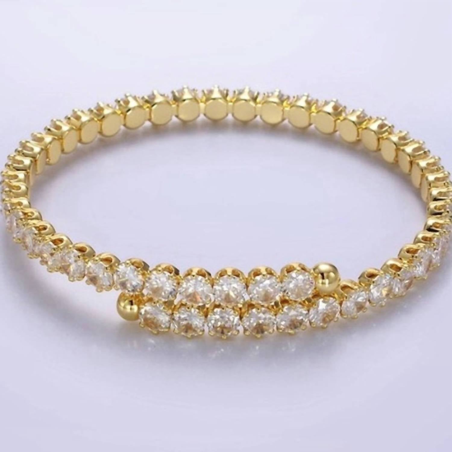 Aim Eternal - Women's Clear Round Cubic Zirconia Bangle Wrap Bracelet