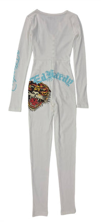 Ed Hardy Women's Tiger Long Sleeve Pajama in white - women's pants - detail view